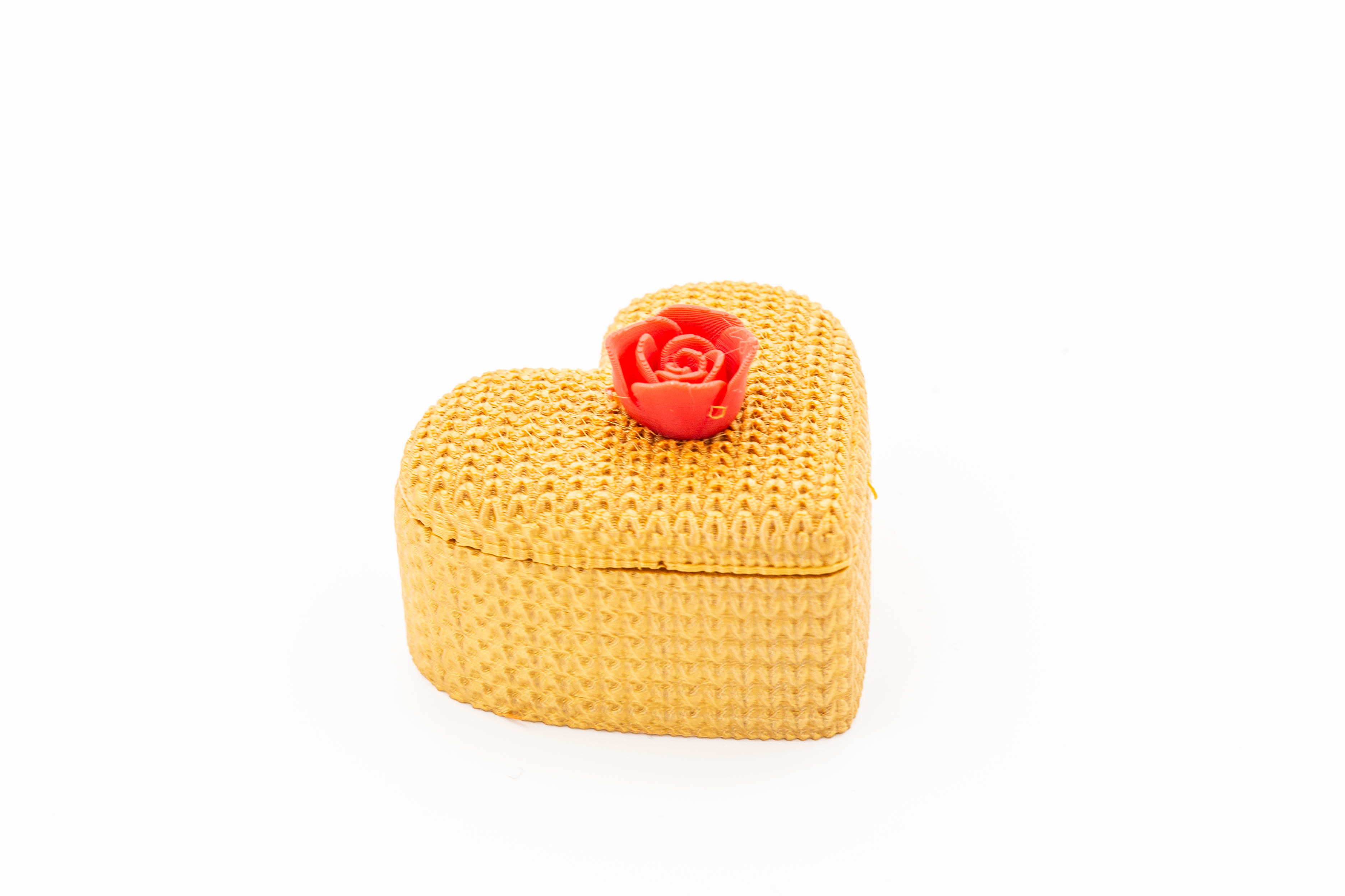 Cutie Inimă Auriu Texturat cu Trandafir